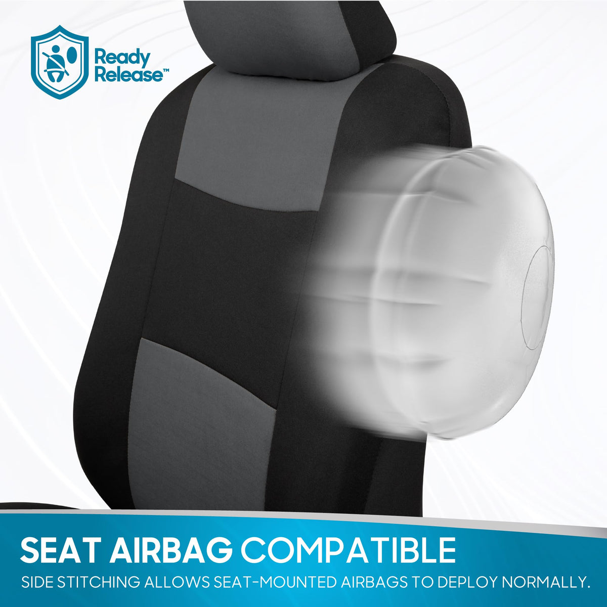 PolyPro Car Seat Covers Full Set in Gray on Black (Gray)
