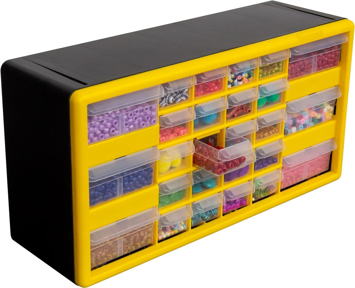 26 Drawer Plastic Storage Cabinet (Yellow / 26 Drawer / 1 Pack)