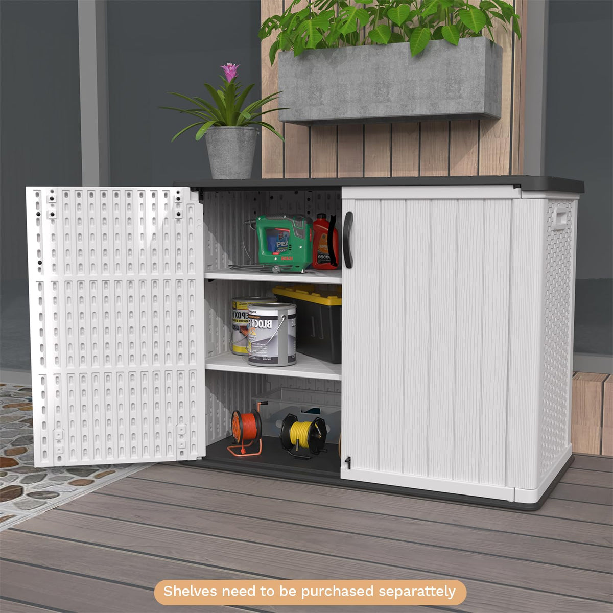 26 Cu.ft Plastic Outdoor Storage Cabinet (White / 26 Cu FT Cabinet)