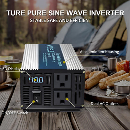 1200W Pure Sine Wave Inverter 36V DC to 110V 120V AC Power Converter with LED Display