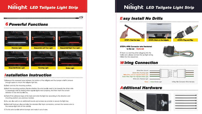 Truck Tailgate Light Strip 60" Aluminum FrameTriple Row Light Bar 1200 LED w (60" Aluminum Frame Tailgate Light Bar)