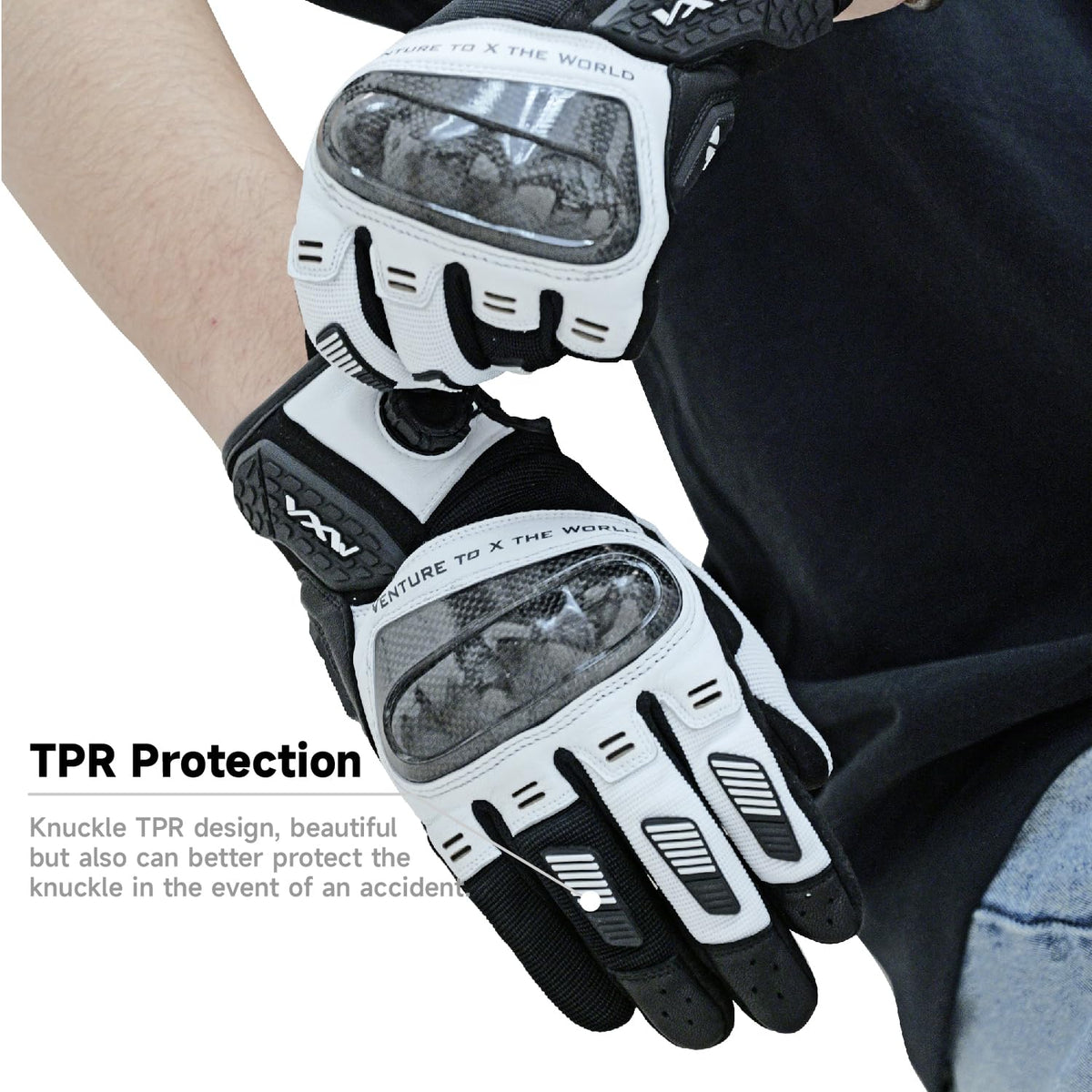 High Protection Motorcycle Gloves for Men (XX-Large / White)
