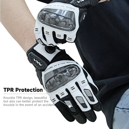 High Protection Motorcycle Gloves for Men (XX-Large / White)