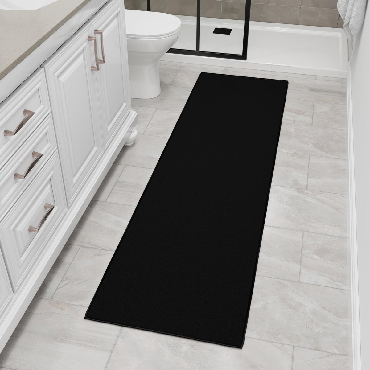 2x9 Rug Runners for Hallways (Solid Black)