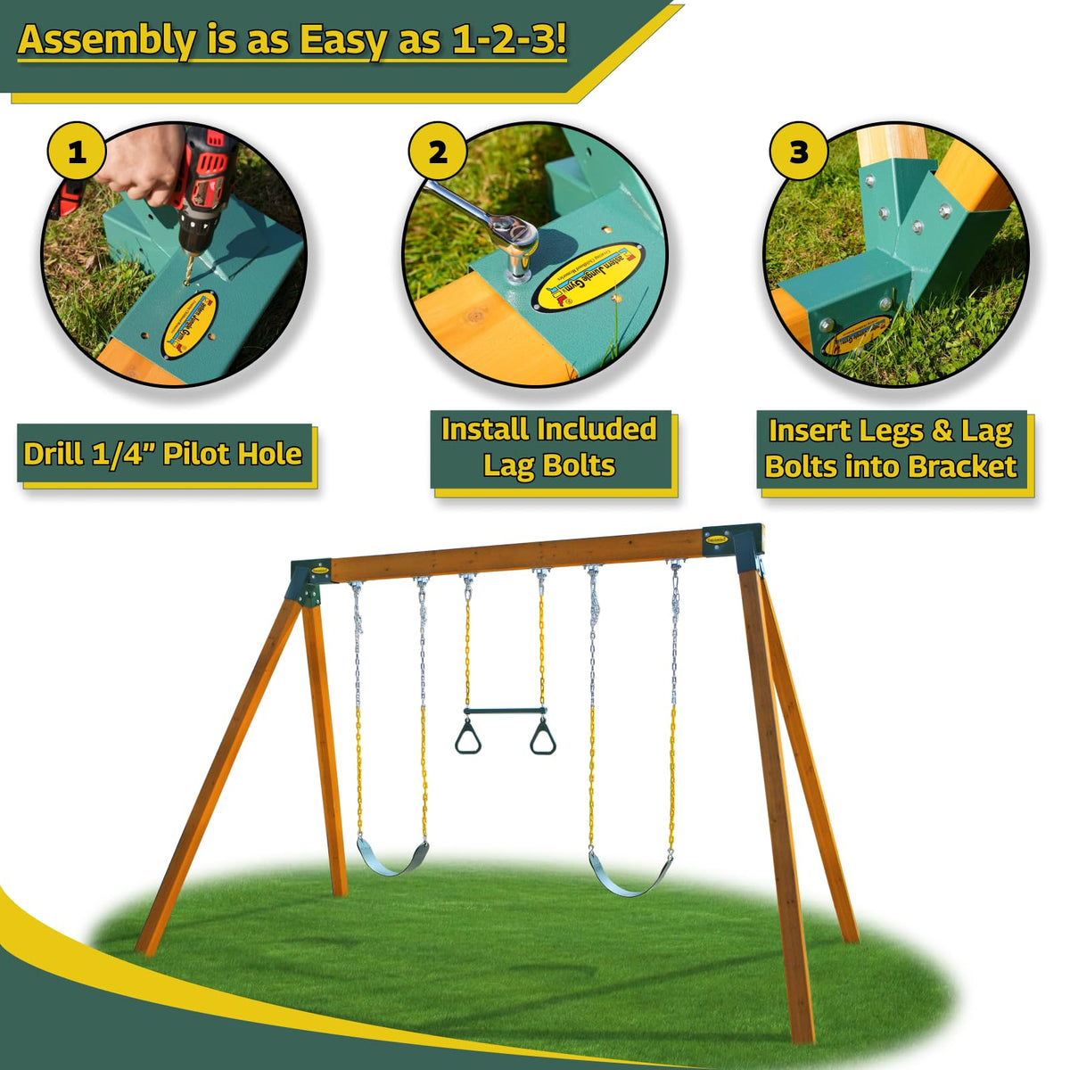 Easy 1-2-3 A-Frame Swing Set Bracket, Green (A-Frame Swing Set Bracket)