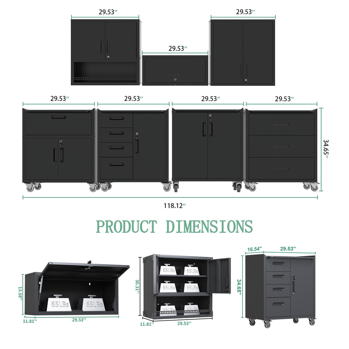 Garage Cabinet System (Black / 7 Pcs-StyleA)