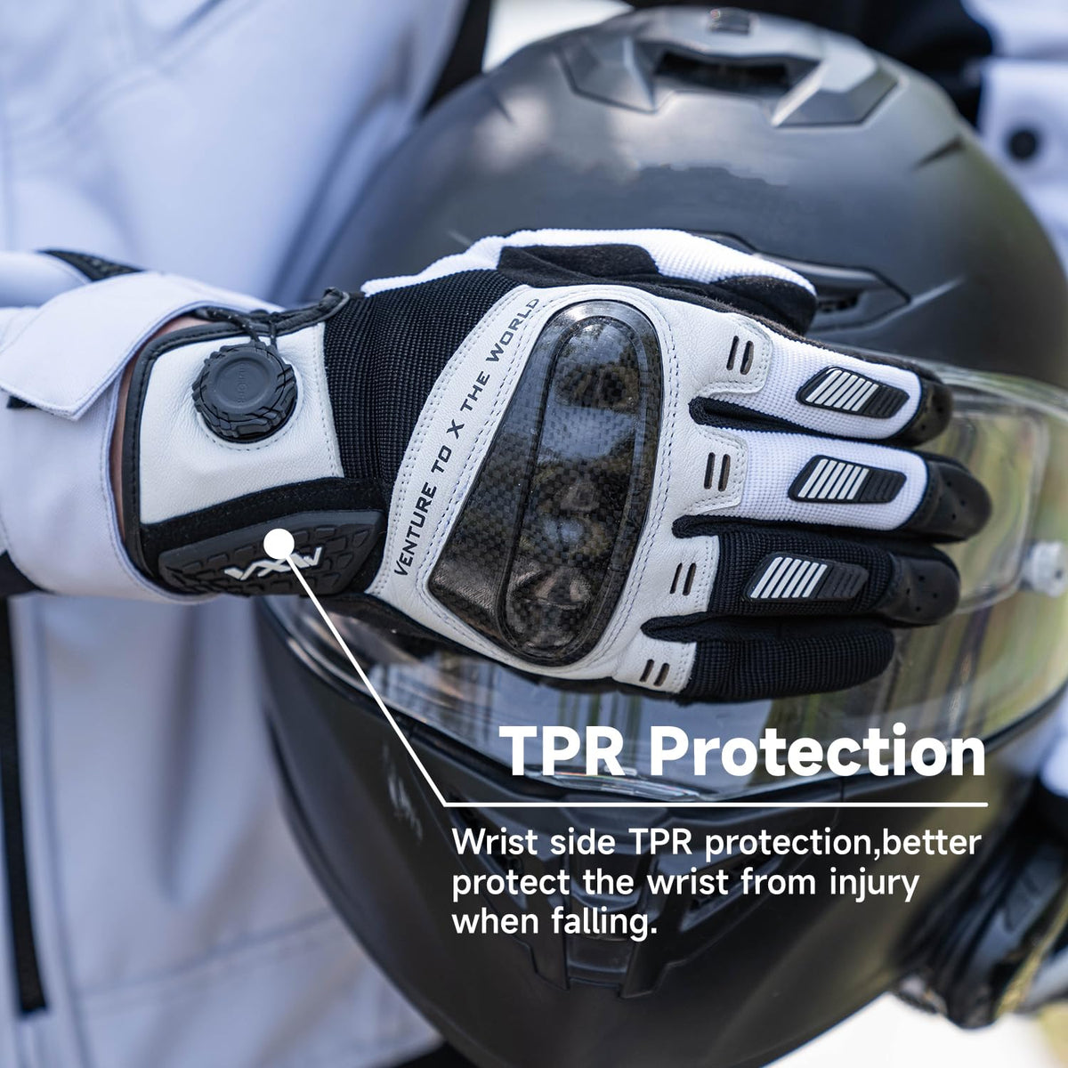 High Protection Motorcycle Gloves for Men (Large / White)