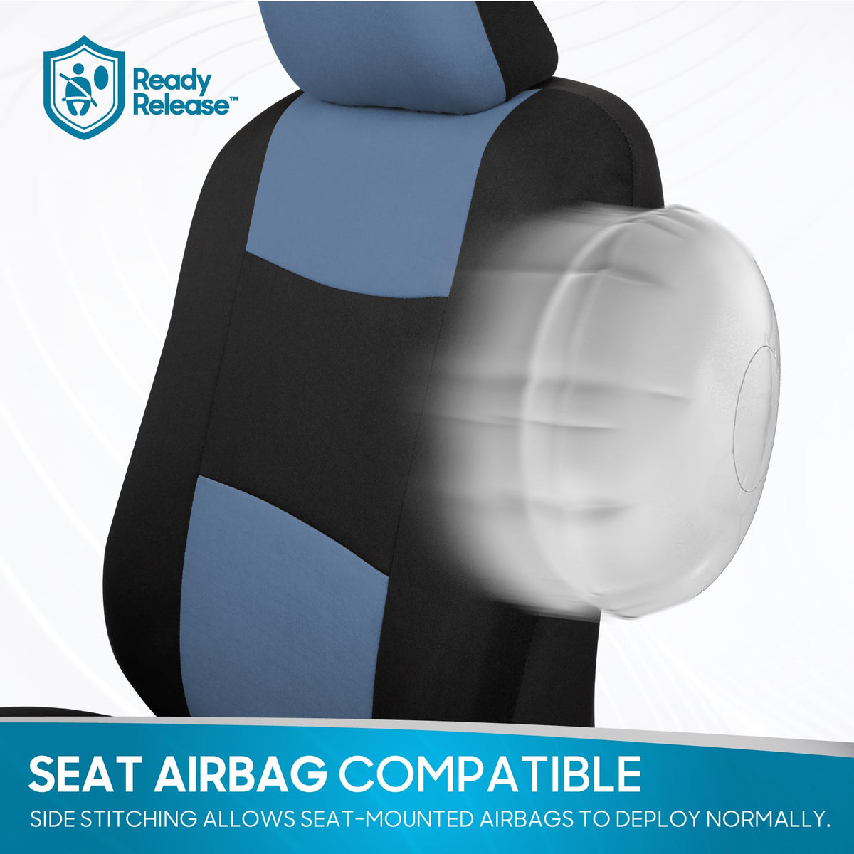 PolyPro Car Seat Covers Full Set in Blue Gray on Black (Blue Gray)