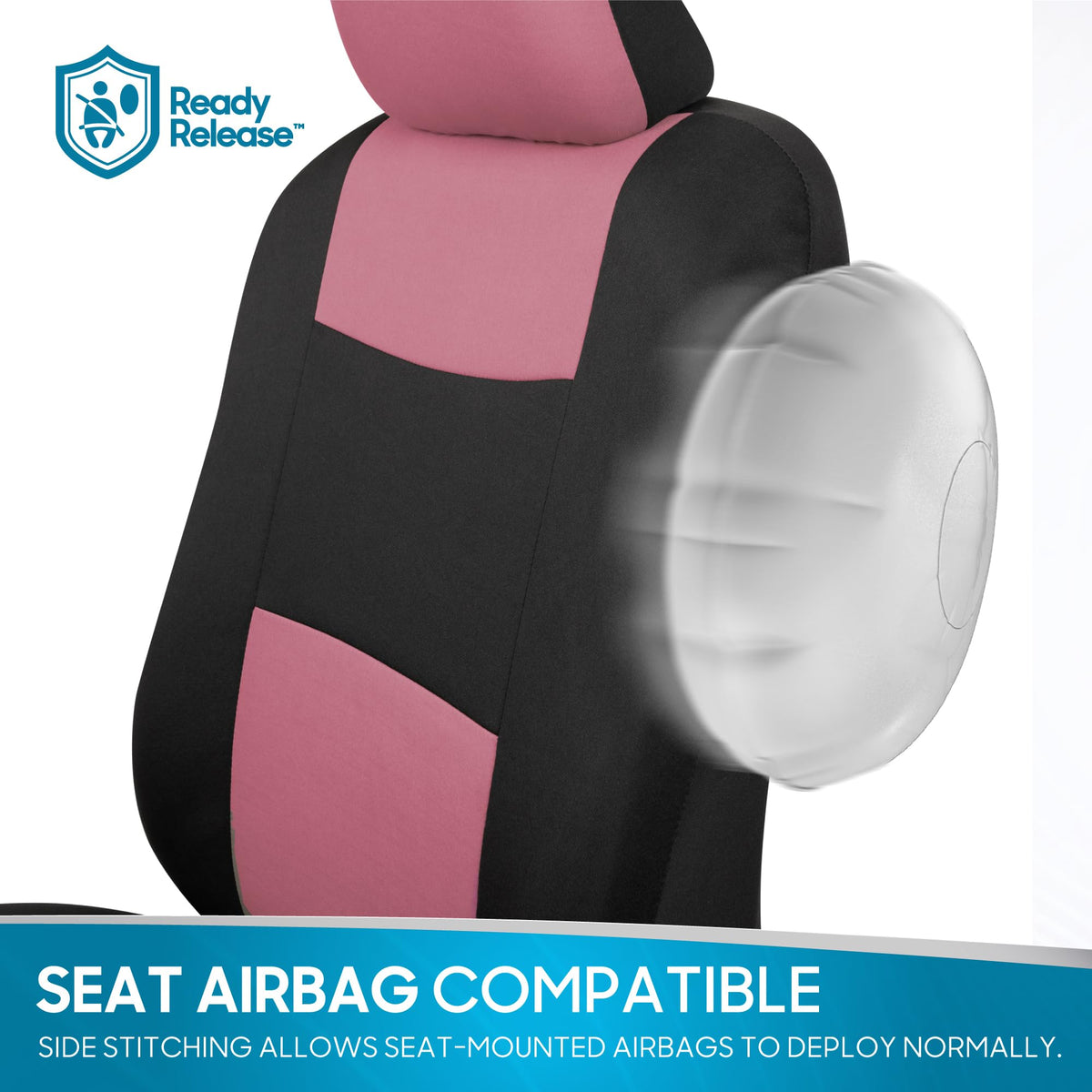 PolyPro Car Seat Covers Full Set in Pink on Black (Pink)