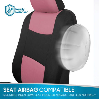 PolyPro Car Seat Covers Full Set in Pink on Black (Pink)
