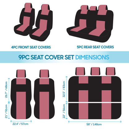 PolyPro Car Seat Covers Full Set in Pink on Black (Pink)