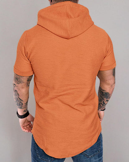Mens Fashion Hoodies Sport Pullover Solid Color Shirt Workout Lightweight Tops Orange (X-Large / Orange1)