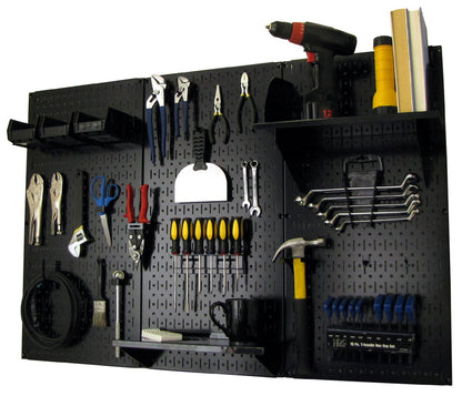 Pegboard Organizer 4 ft. Metal Pegboard Standard Tool Storage Kit with Black Toolboard and Black Accessories (Black)