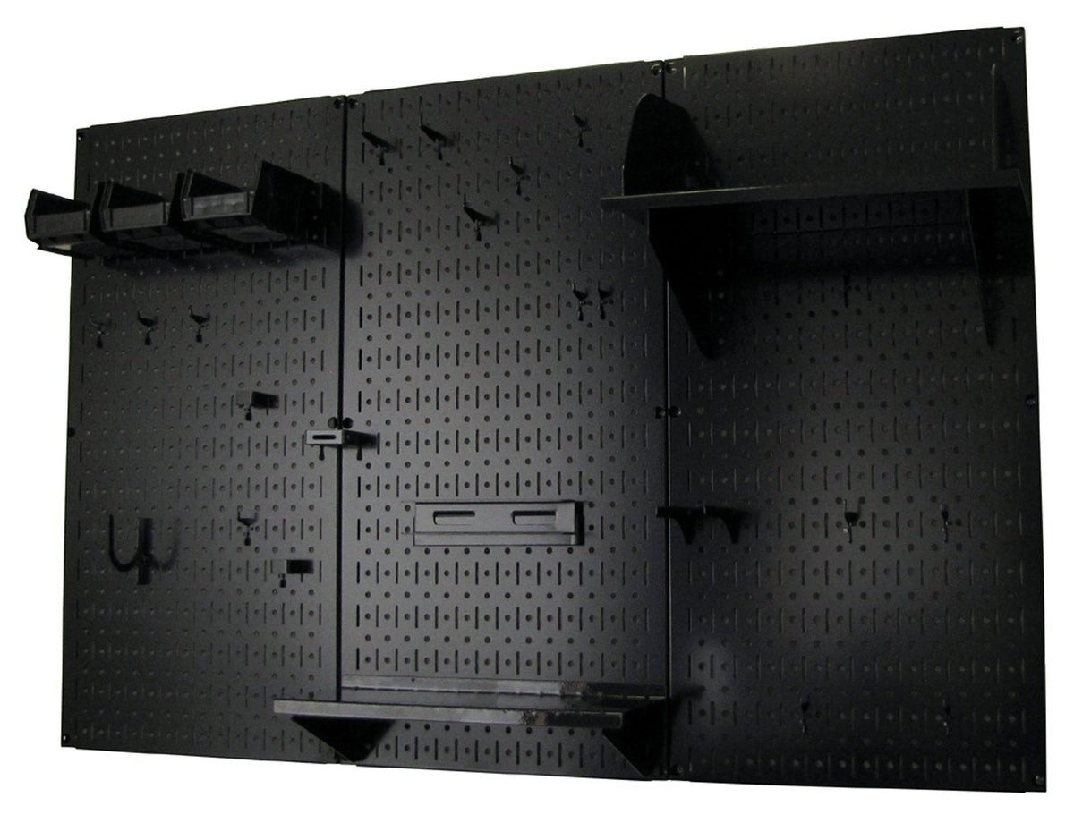 Pegboard Organizer 4 ft. Metal Pegboard Standard Tool Storage Kit with Black Toolboard and Black Accessories (Black)