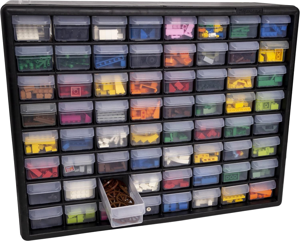 64 Drawer Plastic Storage Cabinet (Black / 64 Drawer / 1 Pack)