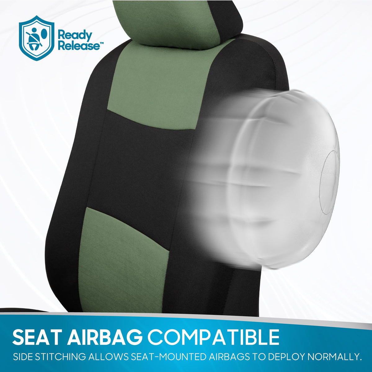PolyPro Car Seat Covers Full Set in Green on Black (Green)