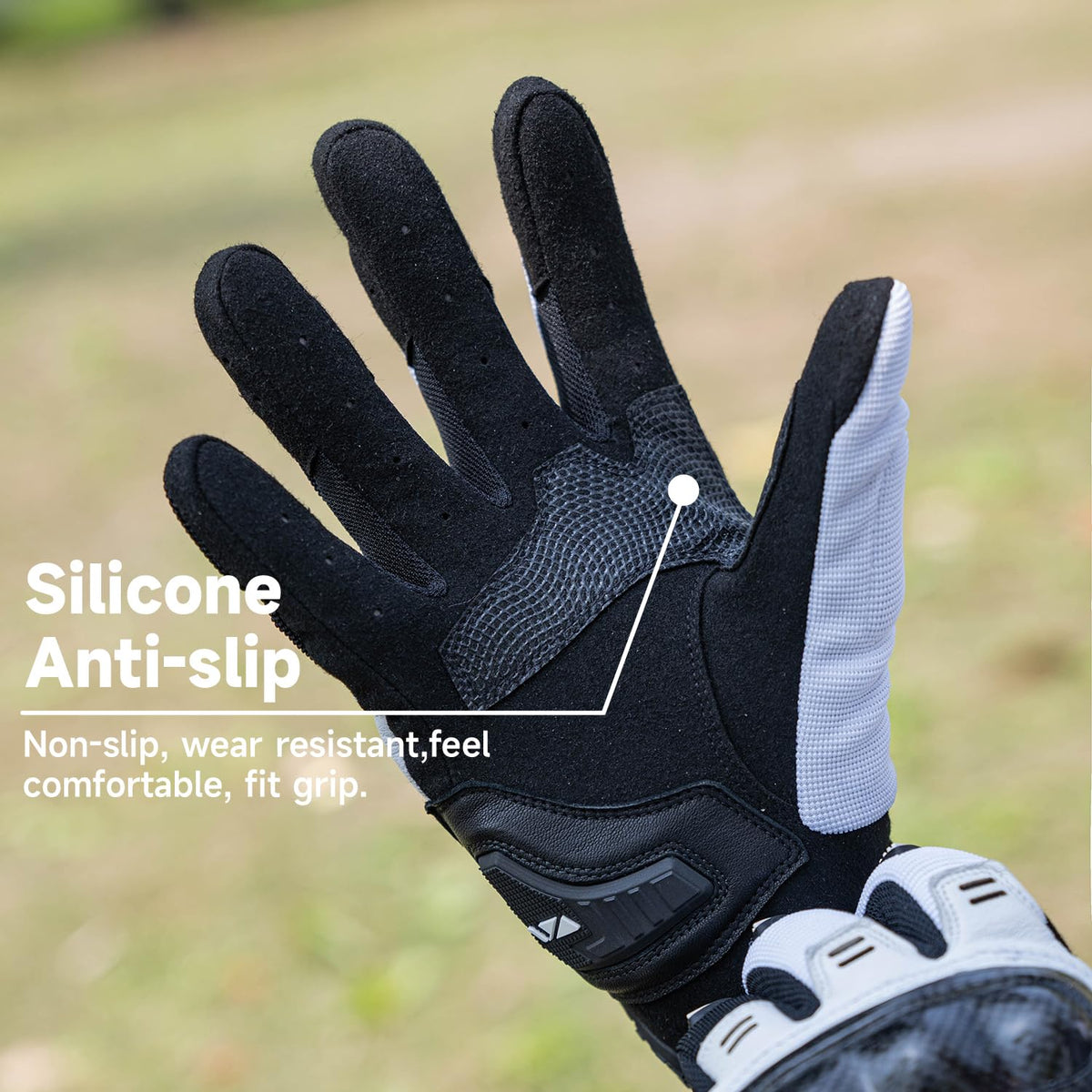 High Protection Motorcycle Gloves for Men (Large / White)