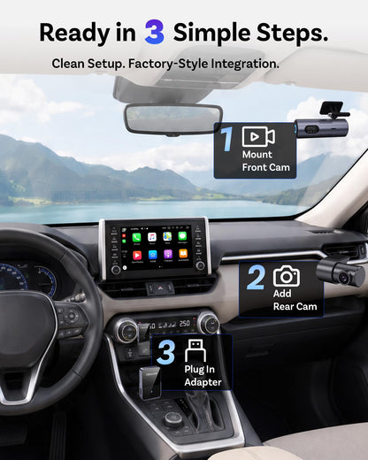 OttoSafe Dash Cam Front and Rear with Wireless CarPlay Adapter