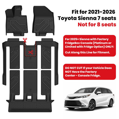 Floor Mats & Backrest & Trunk Mat for Toyota Sienna 7 Seat 2021