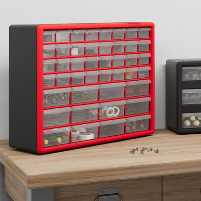 44 Drawer Plastic Storage Cabinet (Red / 44 Drawer / 1 Pack)