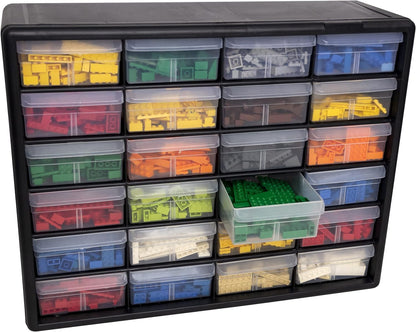 24 Drawer Plastic Storage Cabinet (Black / 24 Drawer / 1 Pack)