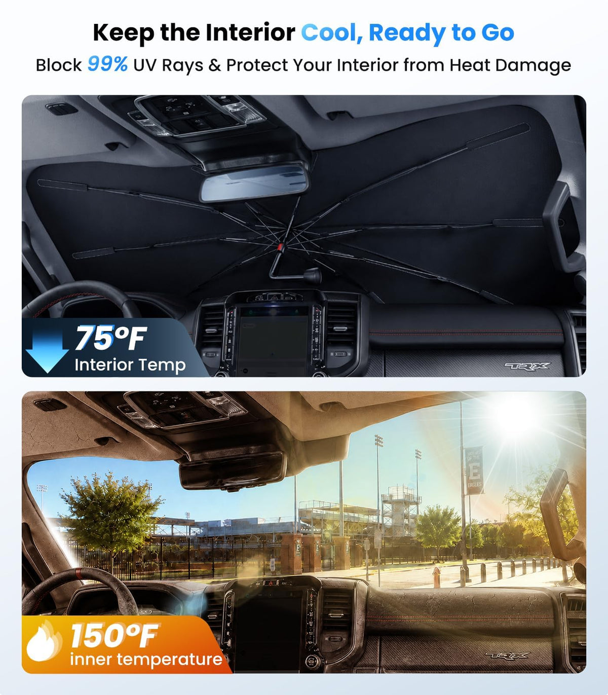 2026 Upgraded Windshield Sun Shade Umbrella (For GMC / For Sierra1500)