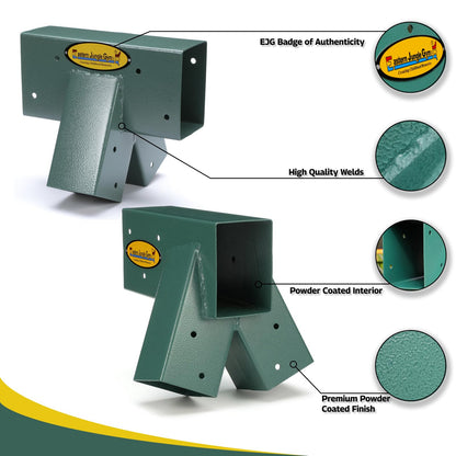 1 Easy 1-2-3 A-Frame Bracket & 1 Middle Bracket, Green (Swing Set Bracket Kit (A-Frame Bracket + A-Frame Middle Bracket))