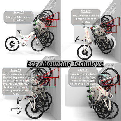 No Lift Vertical Bike Hanger Simple & Secure Space Saving Bike Wall Mount for Garage & Commercial Use Bicycle Holder for Mountain and Road Bikes (Black / 1 Bike)