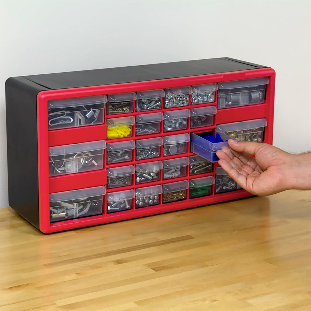 26 Drawer Plastic Storage Cabinet (Red / 26 Drawer / 1 Pack)
