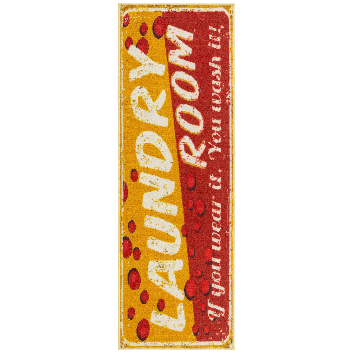 20" x 59" Laundry Room Rug (Yellow/Red Bubbles)
