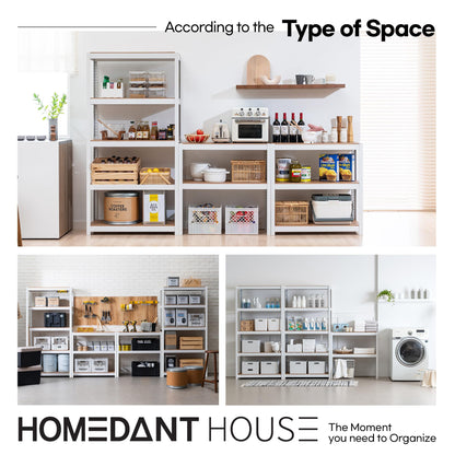 House White 36.2" W 5 Tier Storage Shelves Garage Shelving Unit (White / 36.2"W x 16.5"D)