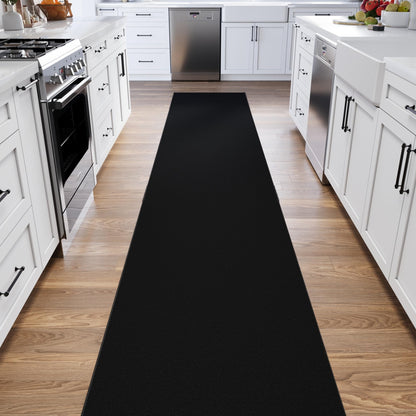 3x45 Extra Long Hallway Runner Rug (Solid Black)