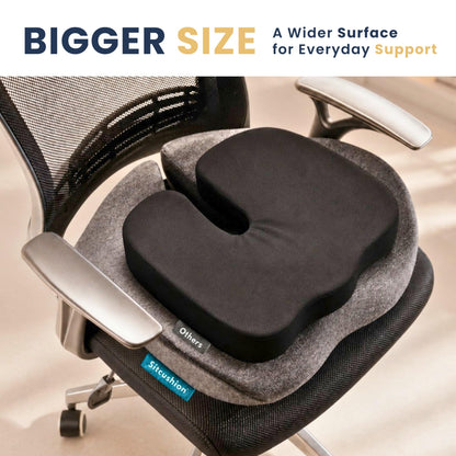 Pressure Relief Seat Cushion for Tailbone Pain (Black & Dark Gray)