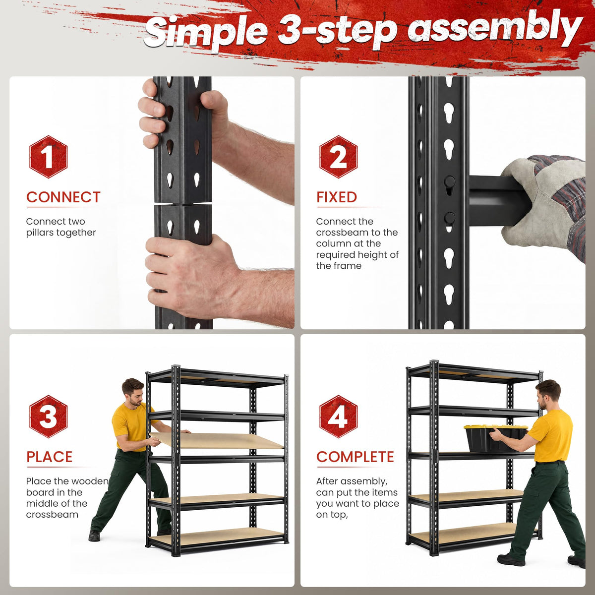 2 Pack Garage Shelving for Basement (Black)
