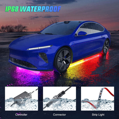 6PCS Dream Color LED Underglow Lights with APP & Remote Control (6Pcs RGB-IC Underglow Light)