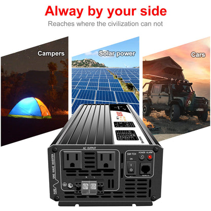 3000W Pure Sine Wave Inverter 24V DC to 120V AC Converter for Home (DC24V (Range 20V-30V) 3000W)