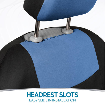 PolyPro Car Seat Covers Full Set in Blue Gray on Black (Blue Gray)