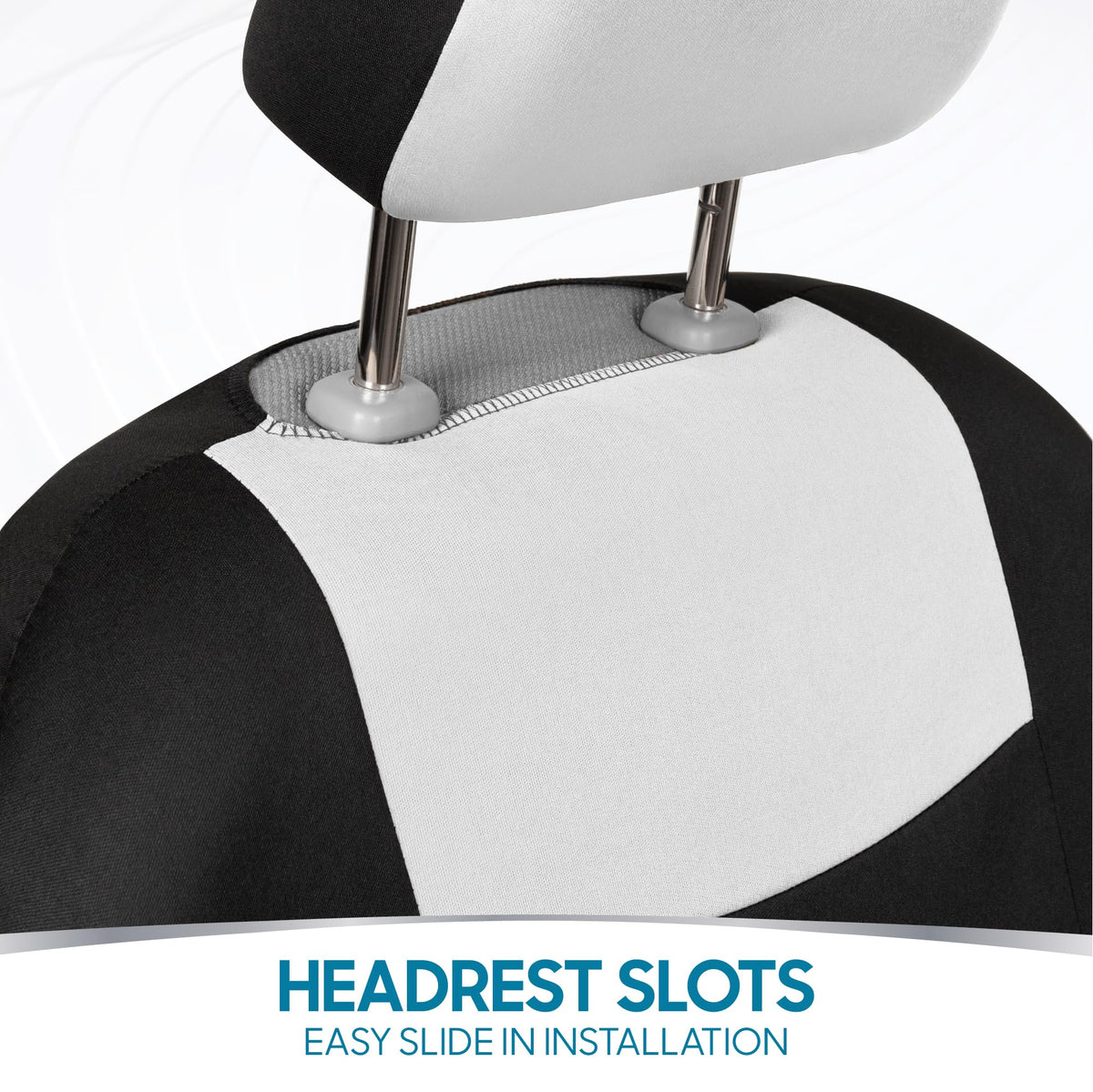PolyPro Car Seat Covers Full Set in White on Black (White)