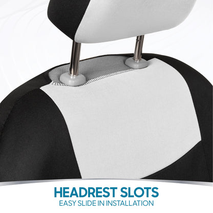 PolyPro Car Seat Covers Full Set in White on Black (White)
