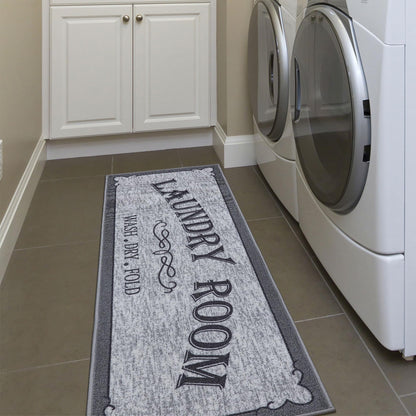 20" x 53" Laundry Room Rug (Laundry Gray Text)