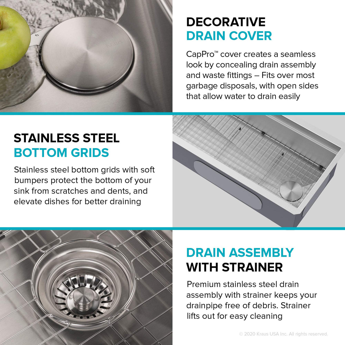 Stainless Steel 57 in Undermount Kitchen Sink KWU210 (Stainless Steel / 57 inch / Sink)