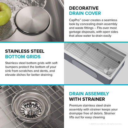 Stainless Steel 57 in Undermount Kitchen Sink KWU210 (Stainless Steel / 57 inch / Sink)