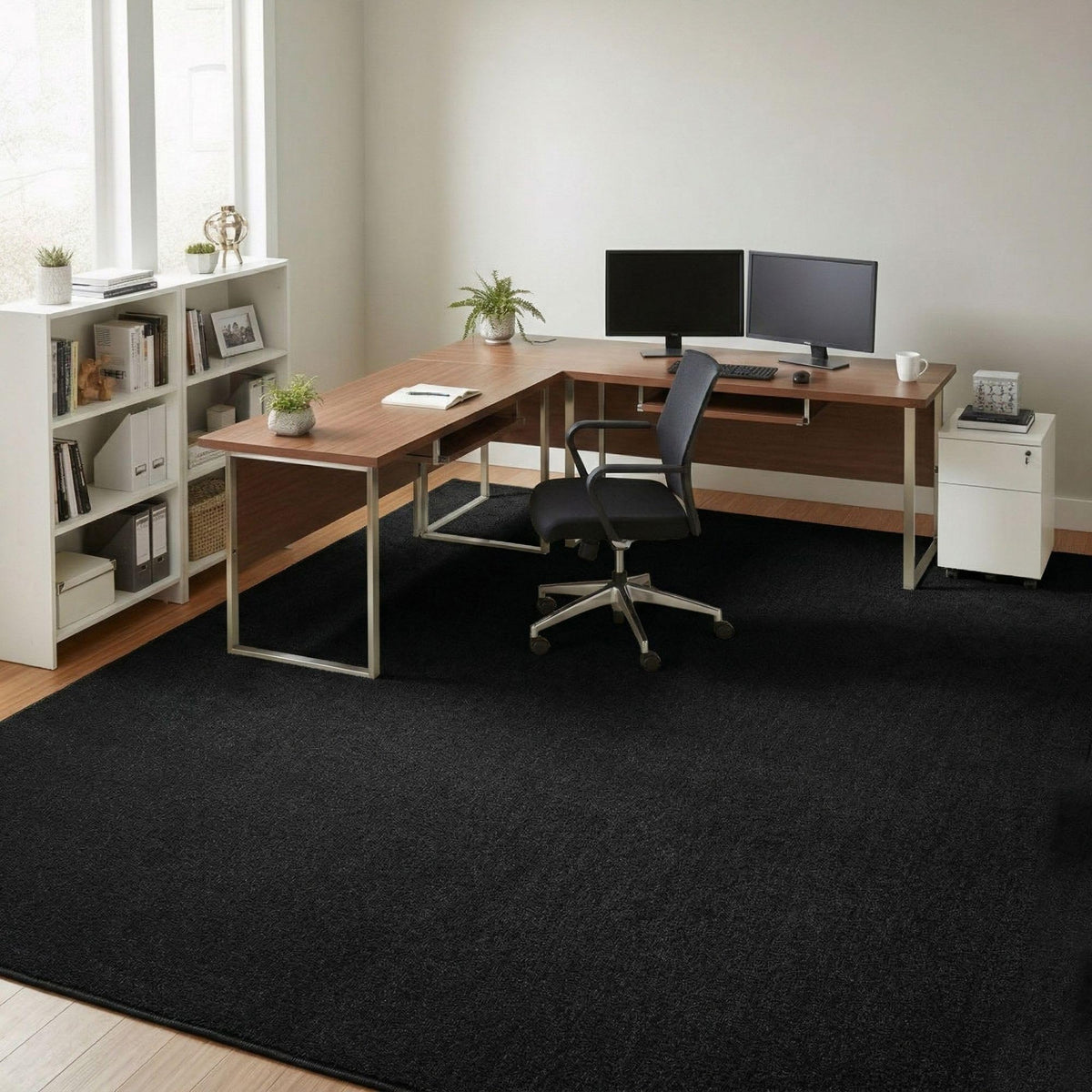 Large 8x18 Living Room Rug (Solid Black)