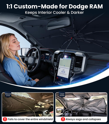 2026 Upgraded Windshield Sun Shade Umbrella (For RAM / For RAM)