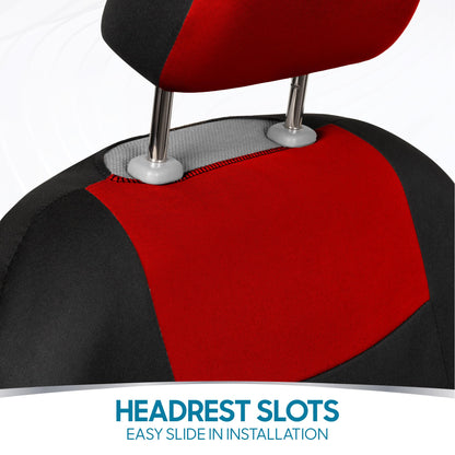 PolyPro Car Seat Covers Full Set in Red on Black (Red)