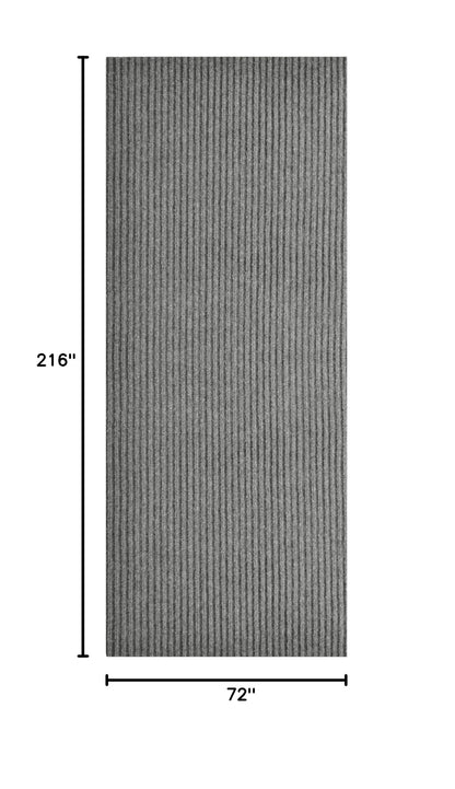 Ribbed Hallway Runner Rug (6'x18' / Grey)