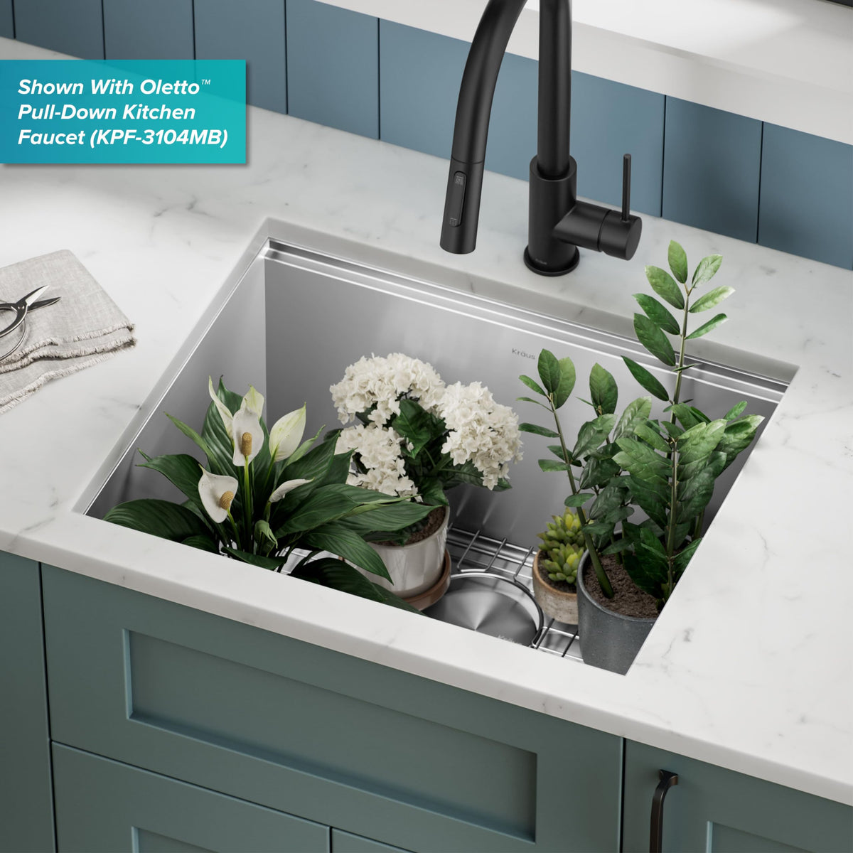 Kore 23 Inch Undermount Workstation Single Bowl 16 Gauge Deep Laundry Utility Stainless Steel Kitchen Sink with Accessories (Stainless Steel / 23 inch / Laundry Sink)