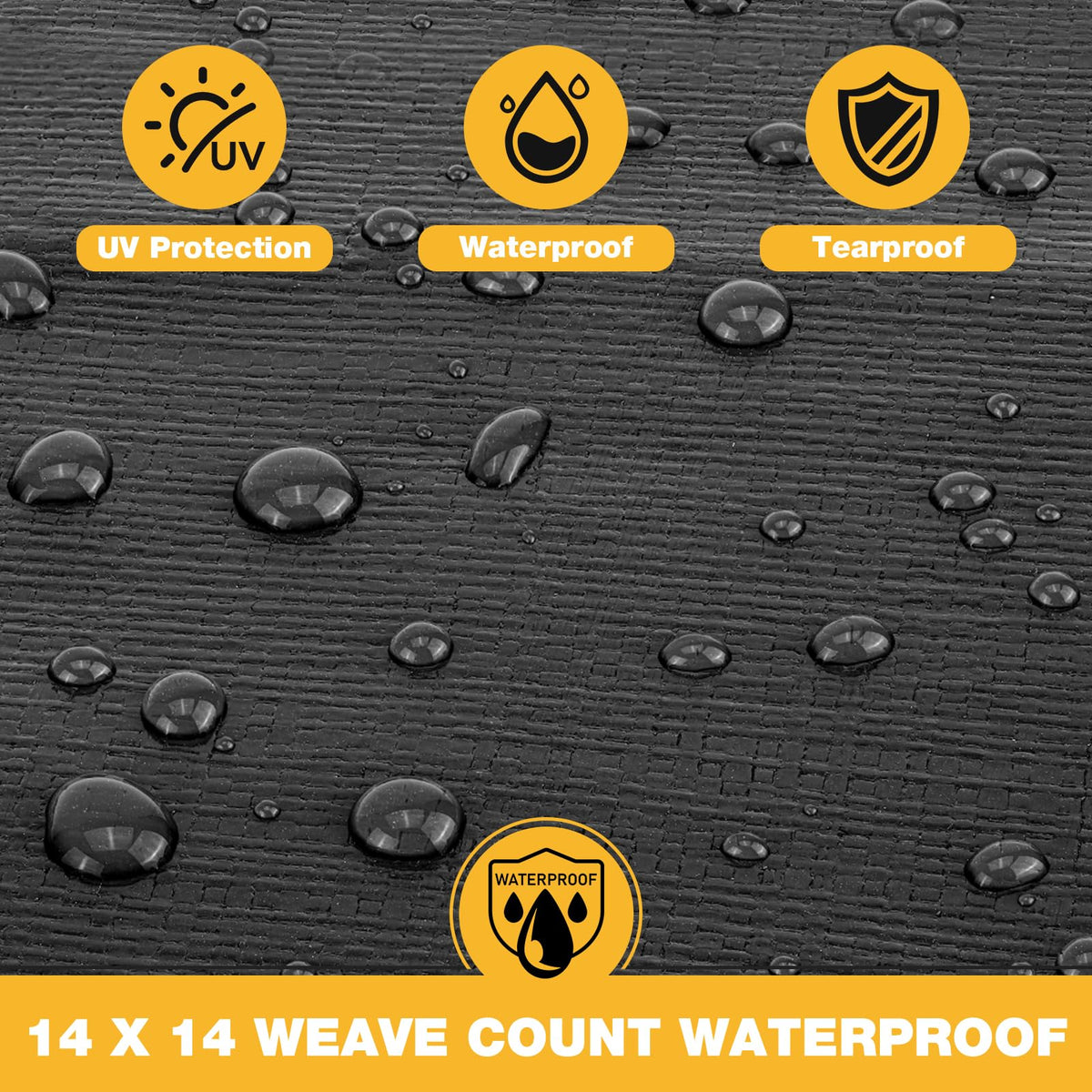 Heavy Duty Tarp 14 Mil Tarp Waterproof Black 16x20 FT (Black-14mil / 16'x20')