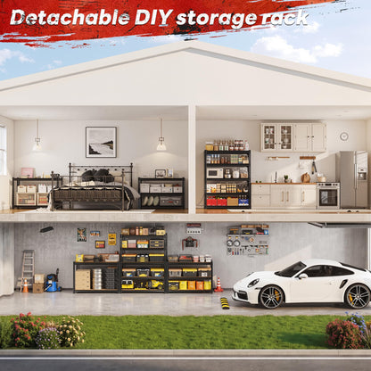 2400 Lbs Garage Shelving for Basement (Black)