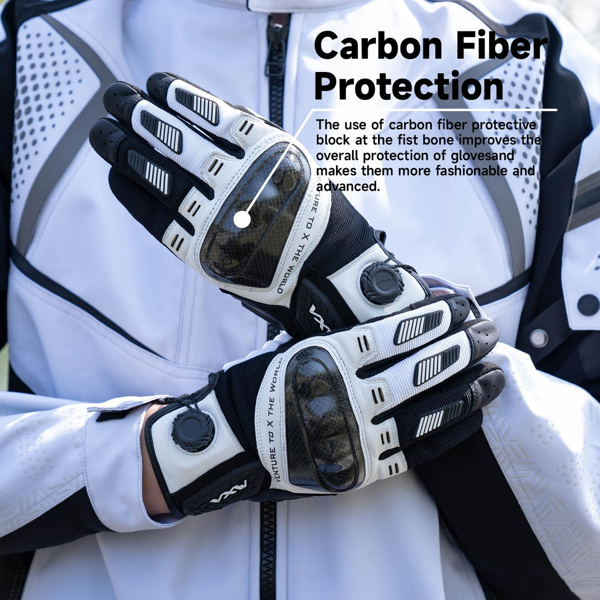 High Protection Motorcycle Gloves for Men (Large / White)